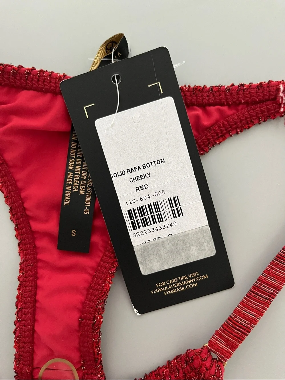 Vix Paula Hermanny Solid Rafa Cheeky Bottom Size Small